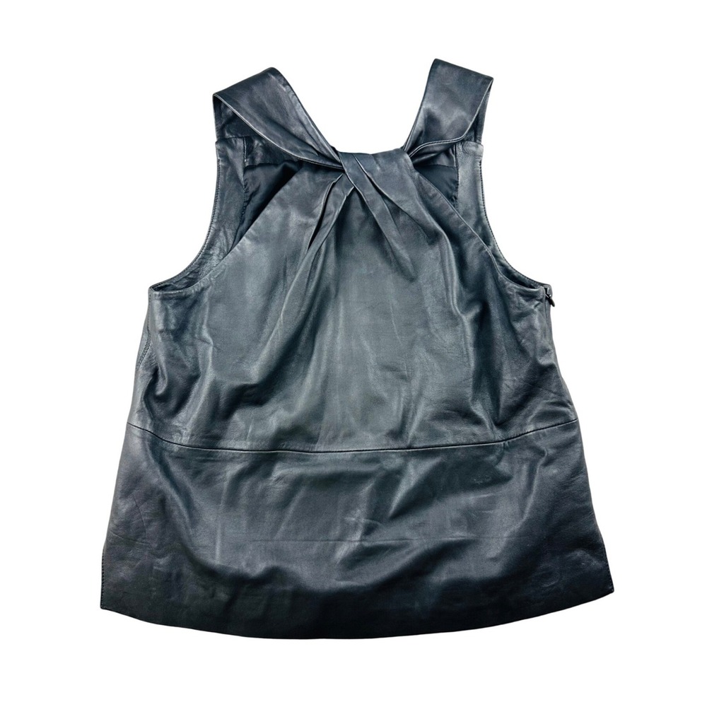Massimo Dutti Minimalist Vest Women S Black Sleeveless Knot Back Business Office